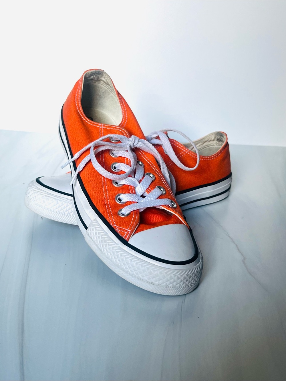 Converse Orange Low Top Canvas Sneakers with White Trim - Picture 5 of 6